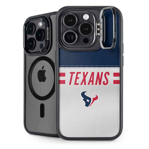 NFL Houston Texans White Striped iPhone 15 Pro Kickstand Case
